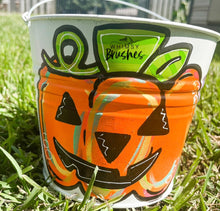 Load image into Gallery viewer, Colorful Pumpkin Halloween Galvanized Bucket

