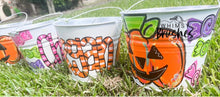 Load image into Gallery viewer, Colorful Pumpkin Halloween Galvanized Bucket
