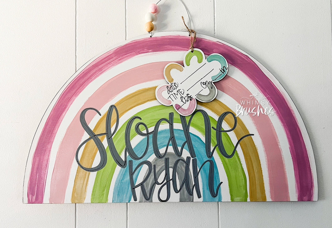 Muted Watercolor Rainbow Baby Doorhanger
