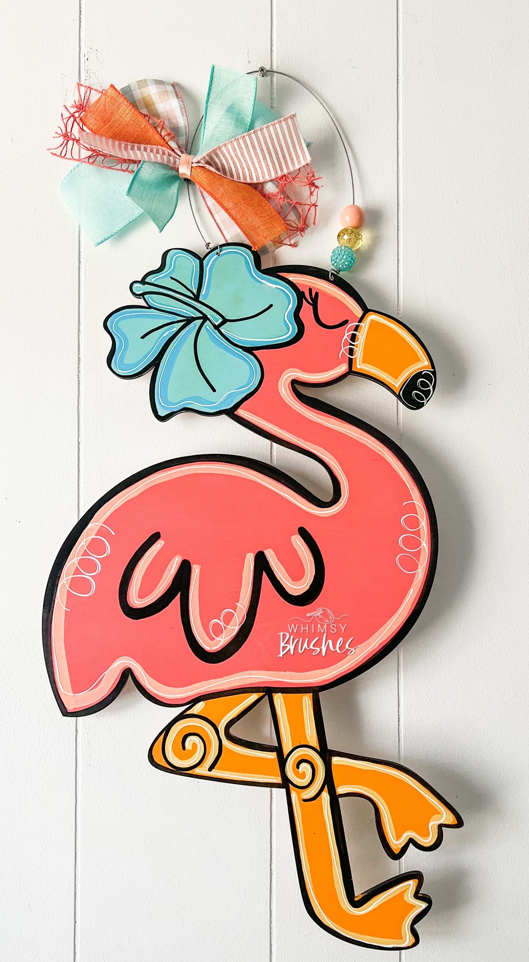 Flamingo w/ Flower Doorhanger