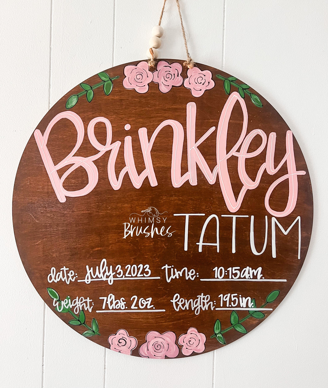 Floral Baby Doorhanger w/ Stats