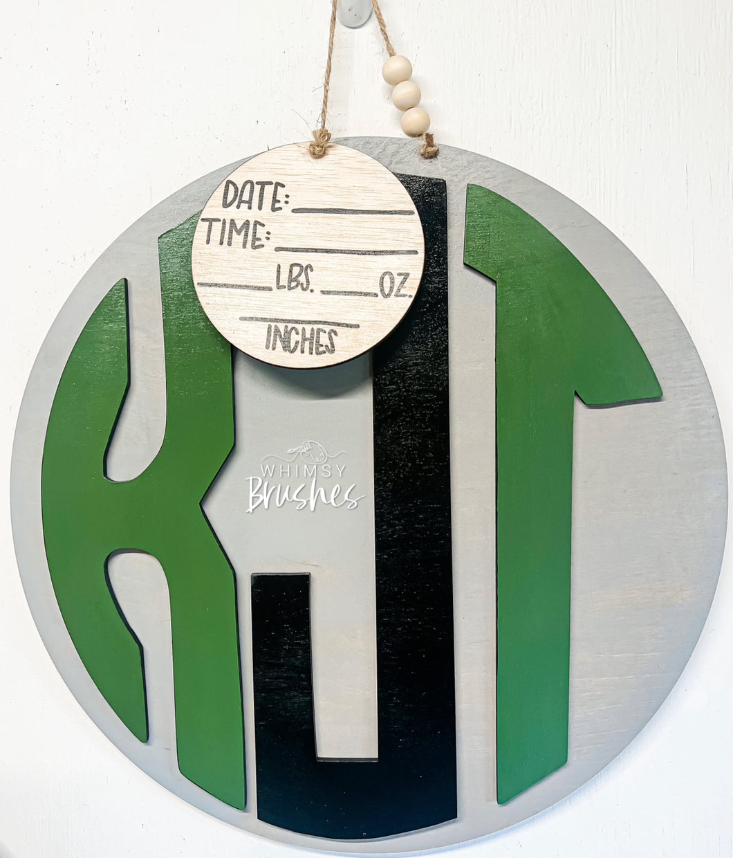 Raised Letter Monogram Round Baby Doorhanger