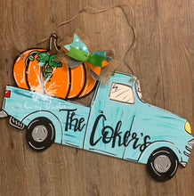 Load image into Gallery viewer, Farmhouse Pumpkin Truck Doorhanger
