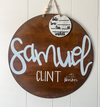 Load image into Gallery viewer, Custom Baby Name Round Doorhanger
