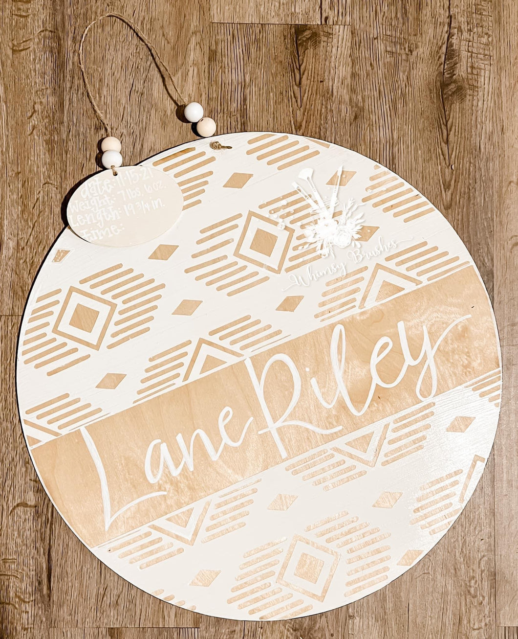 Boho Wood Round Baby Doorhanger
