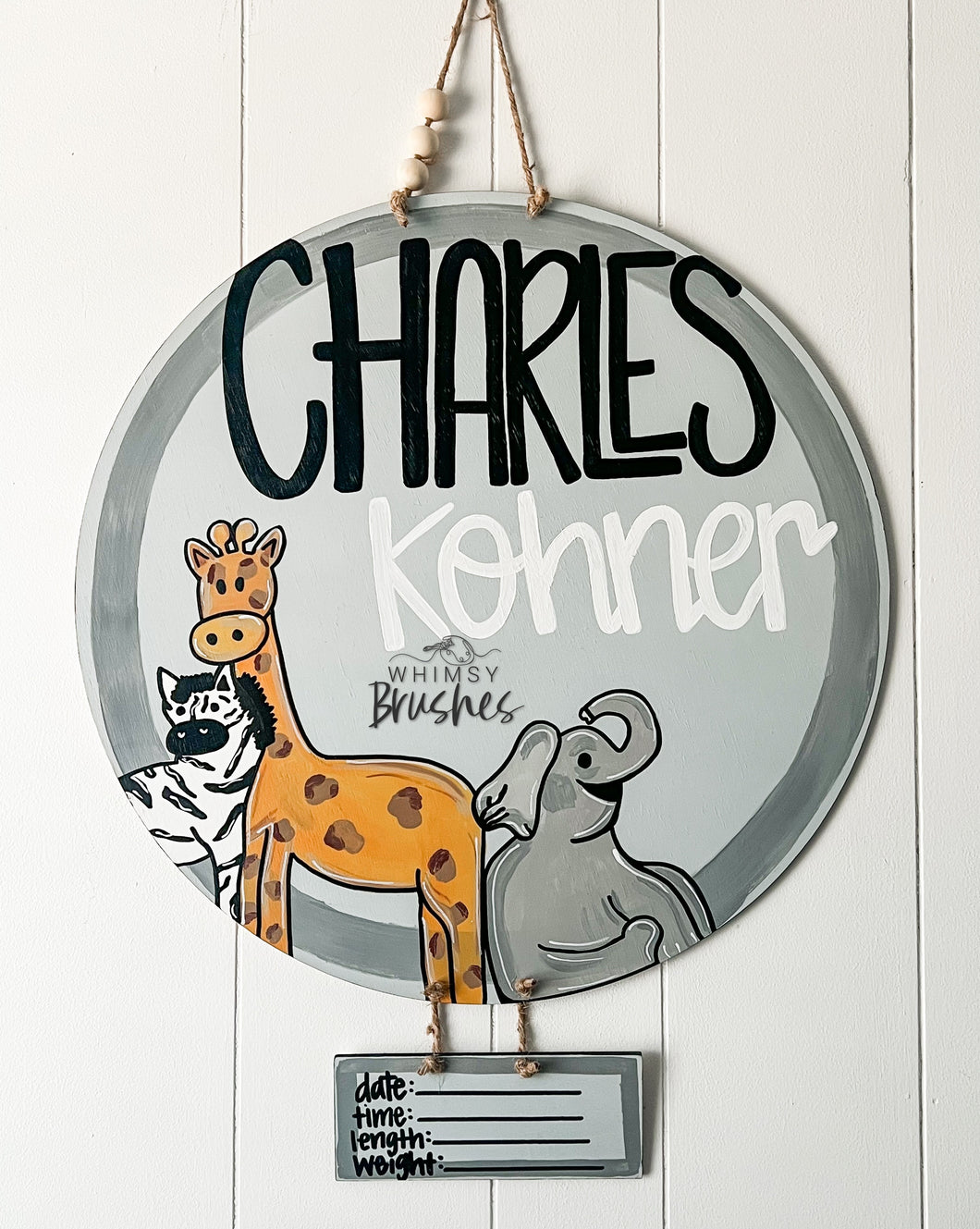 Zoo Animal Round Baby Doorhanger