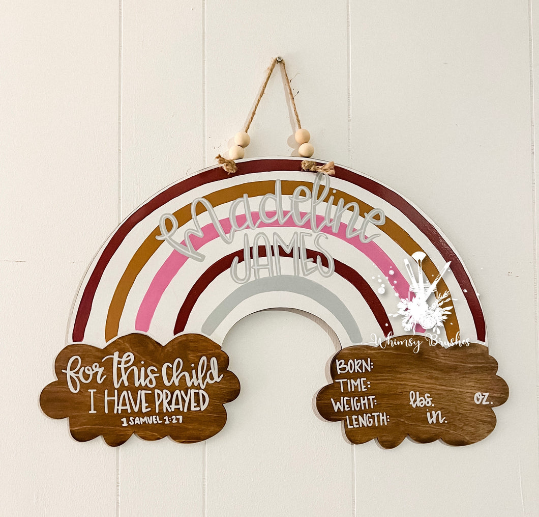Boho Rainbow Baby Doorhanger