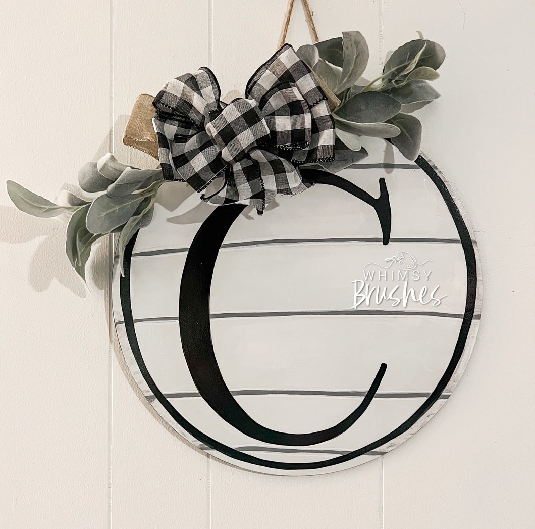 Custom Initial Shiplap Round Doorhanger