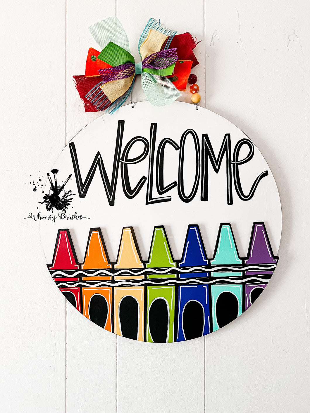 Colorful Crayon Round Doorhanger