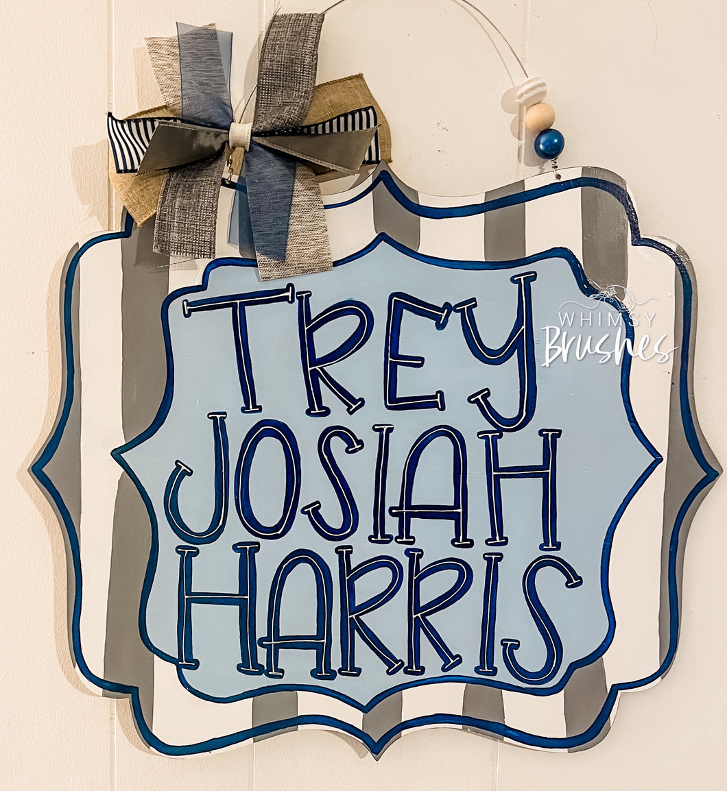 Striped Quatre Le Foil Baby Doorhanger