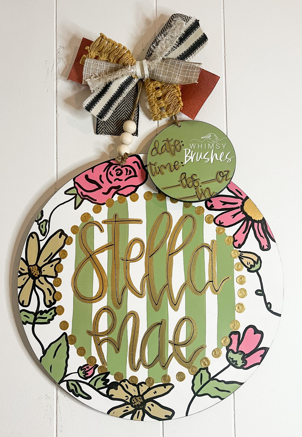 Boho Floral Round Baby Doorhanger