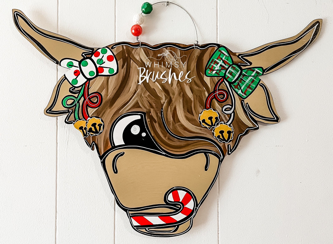 Christmas Highland Cow Doorhanger