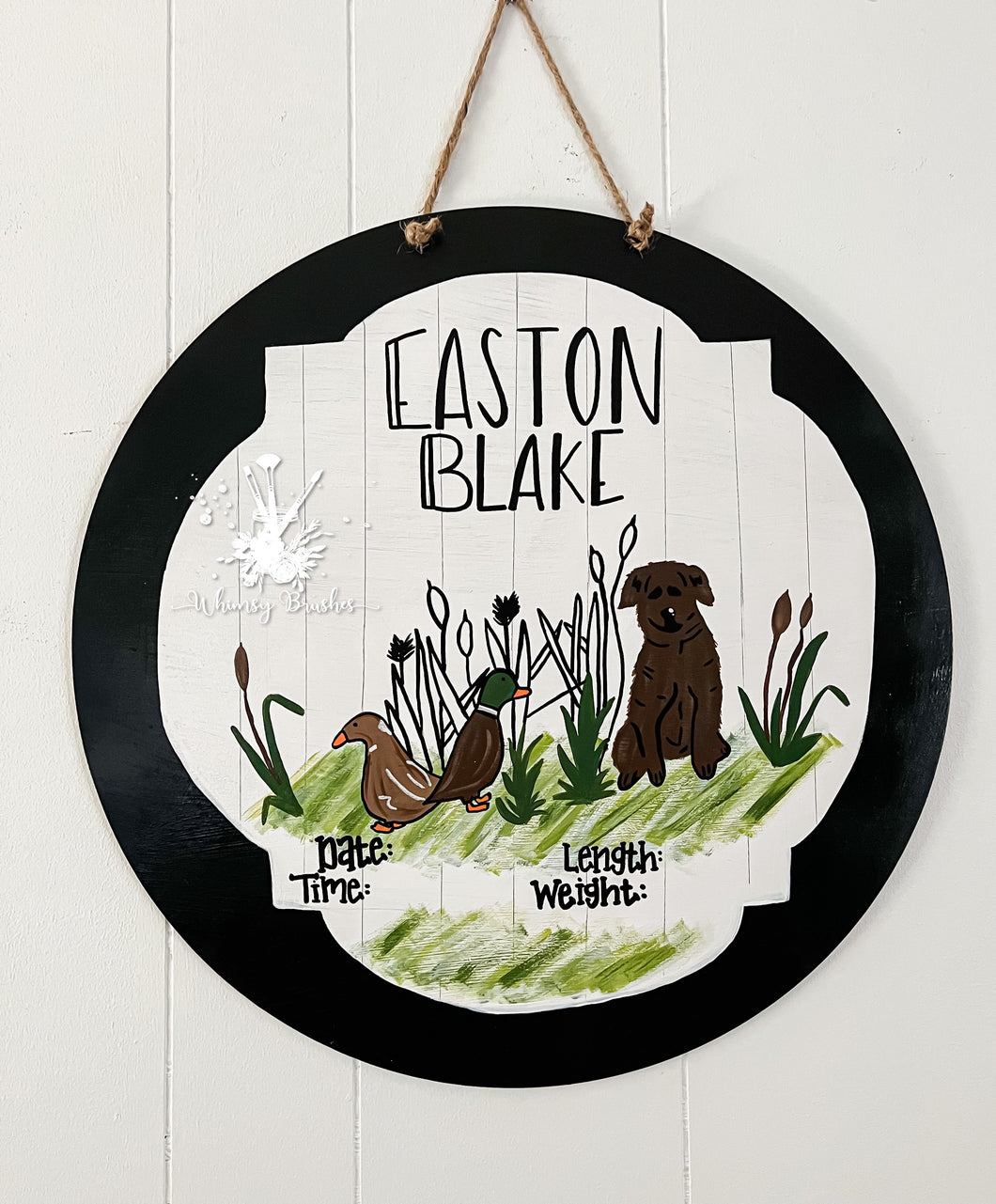 Duck Hunting Round Baby Doorhanger