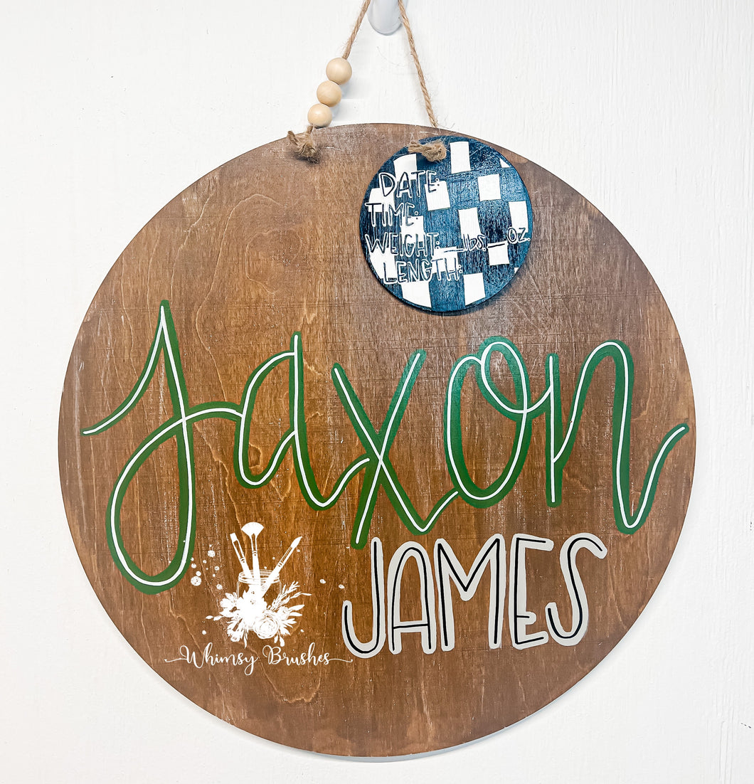 Racing Theme Round Baby Doorhanger